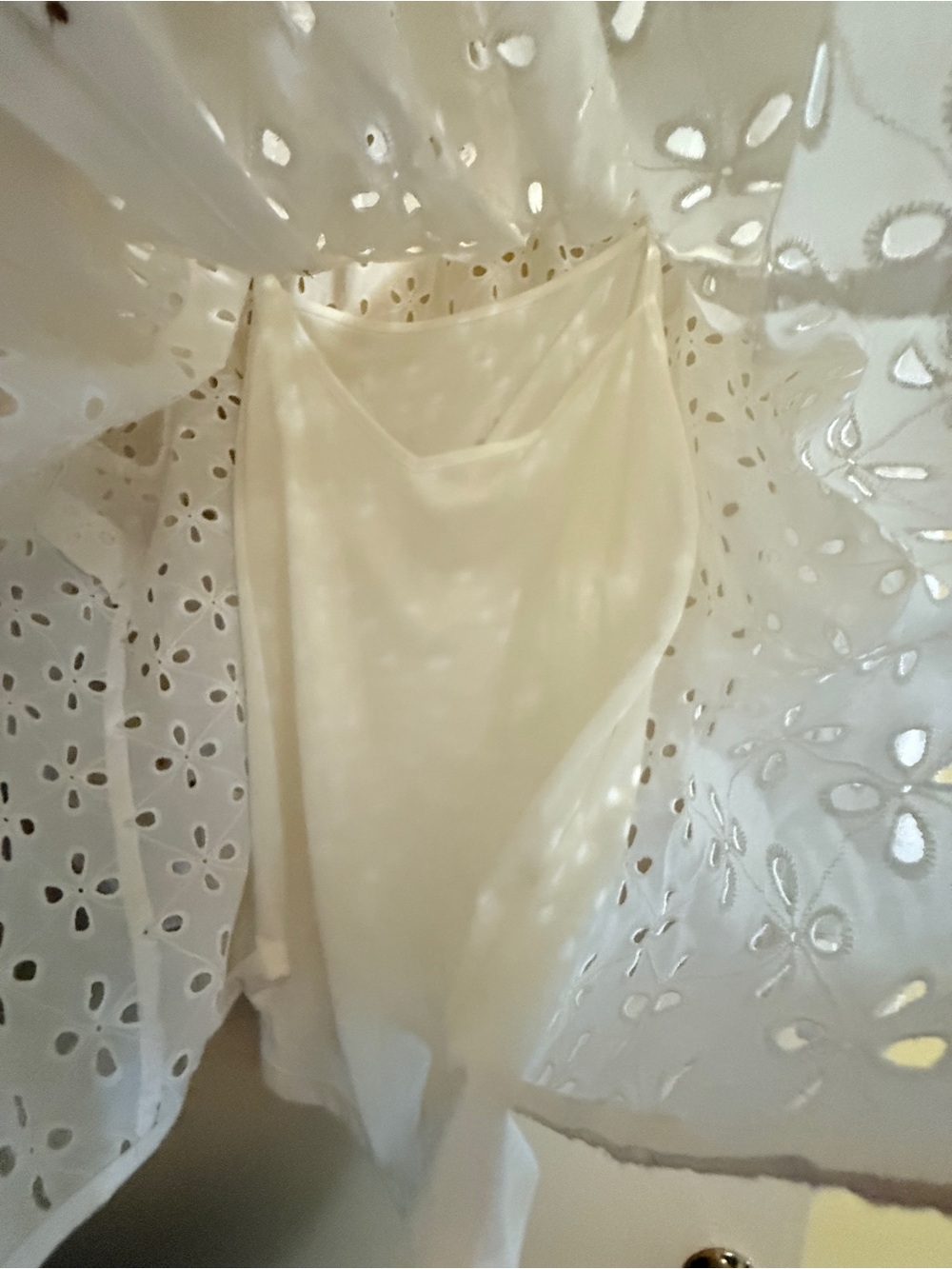Nine West White Eyelet Ruffled Button-Front Blouse - Picture 3 of 3